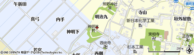 愛知県西尾市上町（西側）周辺の地図