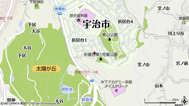 〒611-0023 京都府宇治市折居台の地図