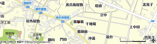 愛知県西尾市上町（薬師裏）周辺の地図