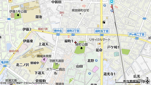 〒445-0804 愛知県西尾市緑町の地図