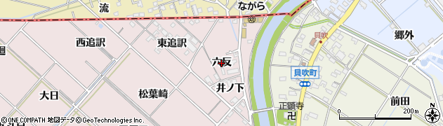 愛知県西尾市上永良町（六反）周辺の地図