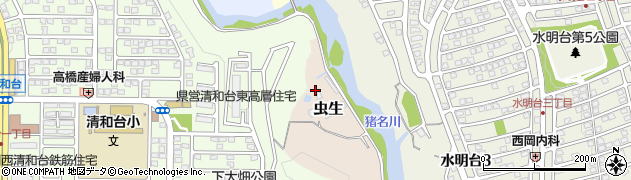 兵庫県川西市虫生上大畑周辺の地図