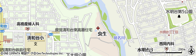 兵庫県川西市虫生（上大畑）周辺の地図