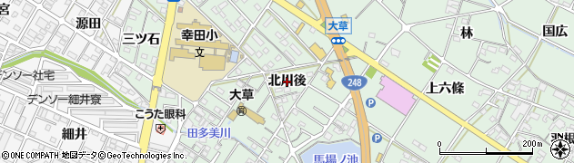 愛知県幸田町（額田郡）大草（北川後）周辺の地図