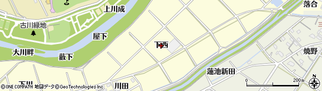 愛知県西尾市小島町（下西）周辺の地図