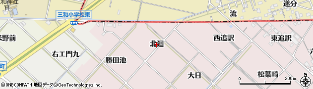 愛知県西尾市上永良町（北廻）周辺の地図