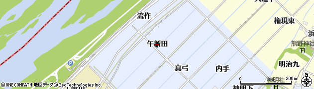 愛知県西尾市小間町（午新田）周辺の地図