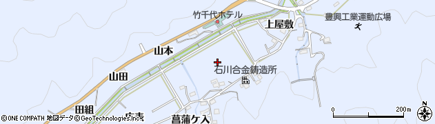 愛知県岡崎市鉢地町（中貝津）周辺の地図
