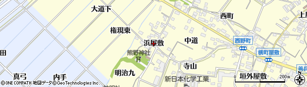 愛知県西尾市上町（浜屋敷）周辺の地図