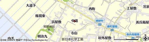 愛知県西尾市上町（中道）周辺の地図