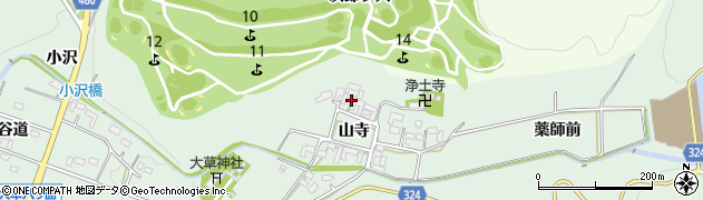 愛知県幸田町（額田郡）大草（山寺）周辺の地図