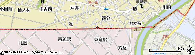 愛知県岡崎市中島町（西追訳）周辺の地図