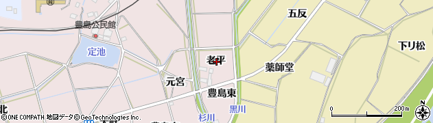 愛知県新城市豊島老平周辺の地図
