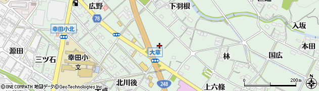 愛知県幸田町（額田郡）大草（下六條）周辺の地図