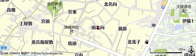 愛知県西尾市上町（南名向）周辺の地図