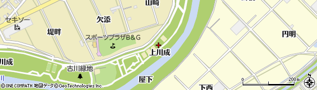 愛知県西尾市志籠谷町（上川成）周辺の地図