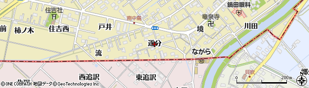 愛知県岡崎市中島町（遂分）周辺の地図