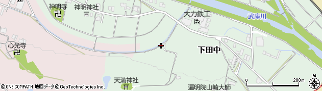 兵庫県三田市下田中周辺の地図