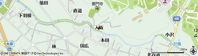 愛知県幸田町（額田郡）大草（入坂）周辺の地図