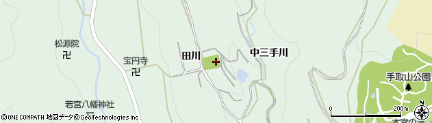 愛知県豊川市上長山町（中三手川）周辺の地図