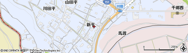 愛知県新城市川田新平周辺の地図