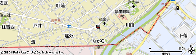 愛知県岡崎市中島町境周辺の地図