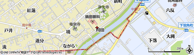 愛知県岡崎市中島町（川田）周辺の地図