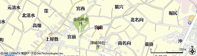 愛知県西尾市上町（宮東）周辺の地図