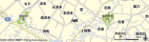 愛知県西尾市上町（高畑）周辺の地図