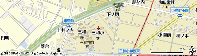 愛知県西尾市米野町（松葉内）周辺の地図