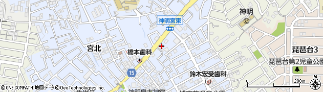 京都中央信用金庫神明支店周辺の地図