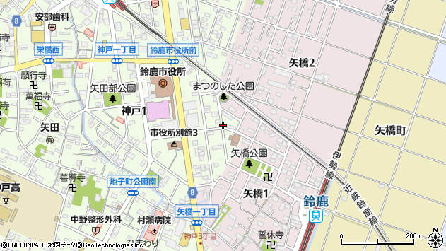 〒513-0801 三重県鈴鹿市神戸本多町の地図