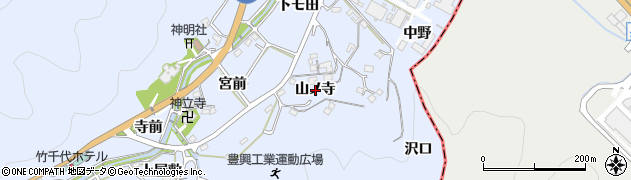愛知県岡崎市鉢地町（山ノ寺）周辺の地図