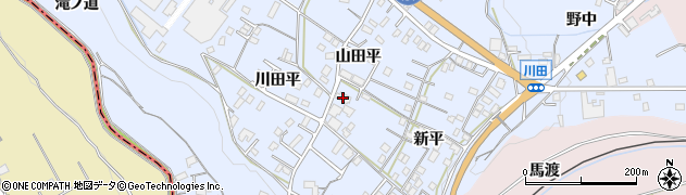 愛知県新城市川田山田平周辺の地図