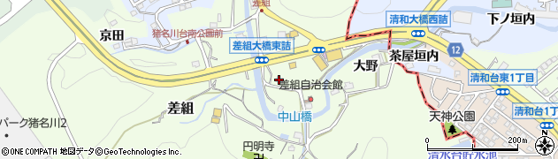 兵庫県猪名川町（川辺郡）差組（向イ）周辺の地図