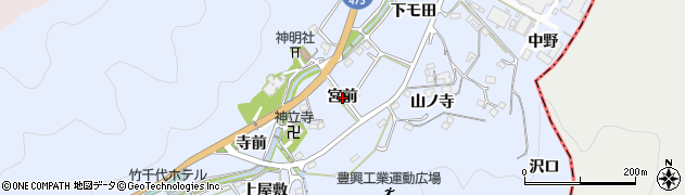 愛知県岡崎市鉢地町（宮前）周辺の地図