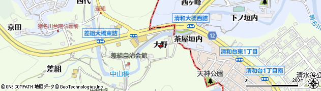 兵庫県猪名川町（川辺郡）差組（大野）周辺の地図