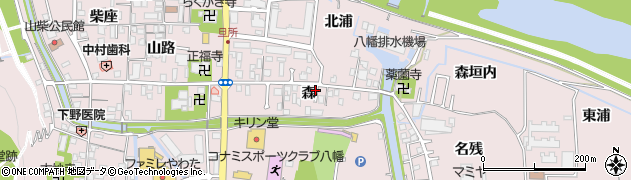 京都府八幡市八幡（森）周辺の地図