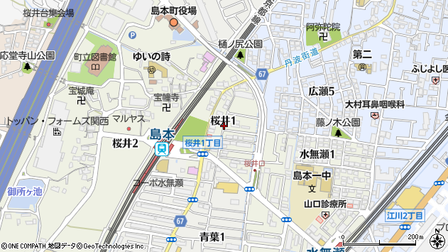 〒618-0022 大阪府三島郡島本町桜井の地図