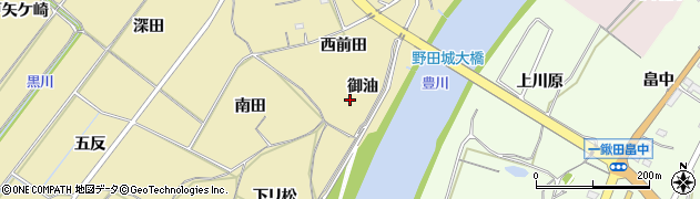 愛知県新城市野田（御油）周辺の地図