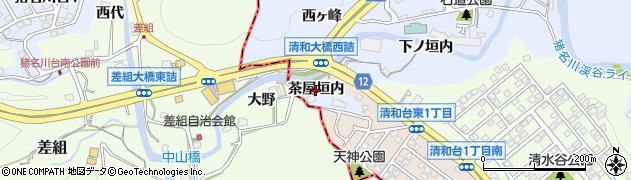 兵庫県川西市石道（茶屋垣内）周辺の地図