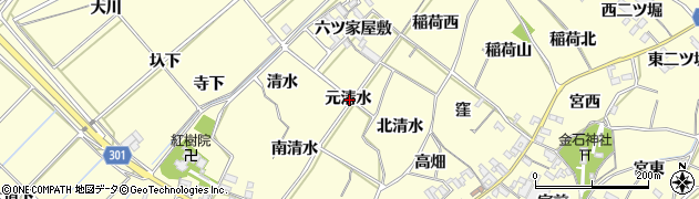愛知県西尾市上町元清水周辺の地図