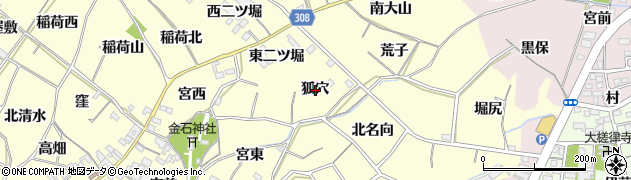 愛知県西尾市上町狐穴周辺の地図