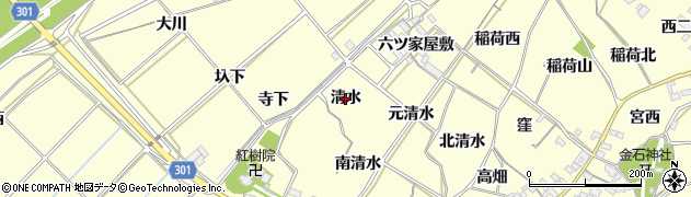 愛知県西尾市上町（清水）周辺の地図