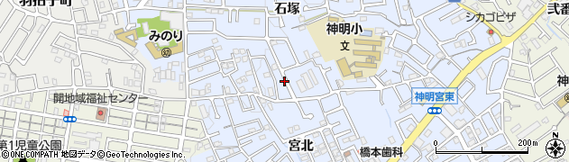 京都府宇治市神明周辺の地図