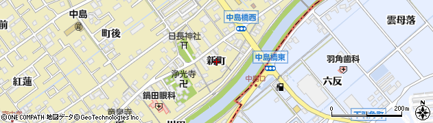 愛知県岡崎市中島町新町周辺の地図