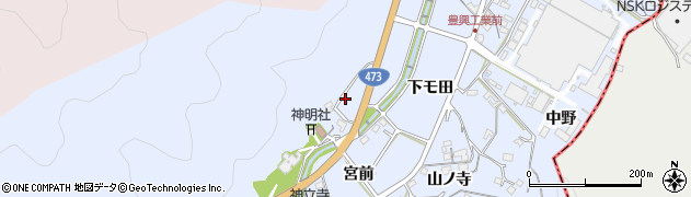 愛知県岡崎市鉢地町（高山下）周辺の地図