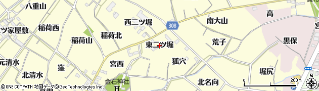 愛知県西尾市上町（東二ツ堀）周辺の地図