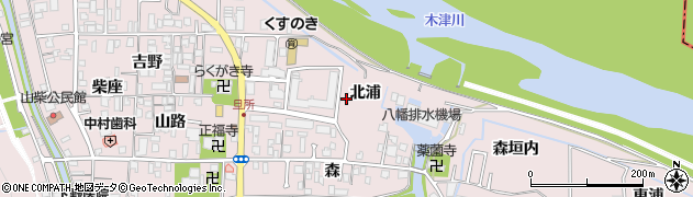 京都府八幡市八幡北浦周辺の地図