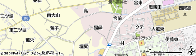 愛知県西尾市伊藤町（黒保）周辺の地図